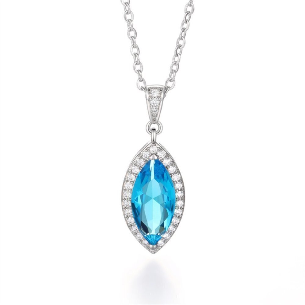 🎀 925 Silver Color Blue Marquise Cut Stone Necklace for Women, HA4600